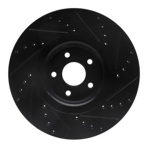 Ford Focus Brake Rotor (1) - Front Left - R1 Concepts - Drilled & Slotted - Black - `14-`19